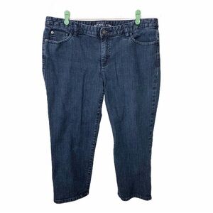 Michael Kors Cropped Jeans Size 12 Blue Button Flap Pockets Stretch